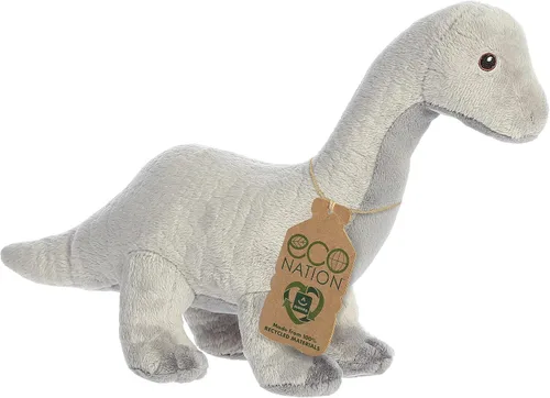 Vista 2 de Aurora® Animal de peluche ecológico Eco Nation™ Brachiosaurus - Conciencia ambiental - Materiales reciclados - Gris 13.5 pulgadas