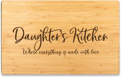 Vista 23 de Andaz Press Tabla de cortar grande de madera de bambú, 17.75 x 11 pulgadas, Aunt's Kitchen Where Everything is Made With Love, 1 paquete, tabla