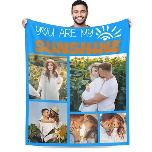 Vista 13 de Manta personalizada con imagen, mantas personalizadas para familia, marido, esposa, en cumpleaños, Navidad