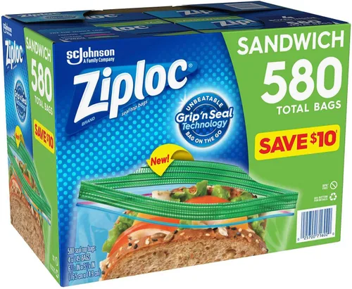 Vista 3 de Ziploc Easy Open Tabs - Bolsas de sándwich 580, 145 unidades (paquete de 4)