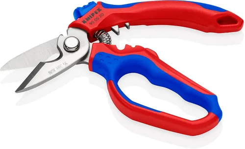 Vista 2 de Tijeras de electricista angulares de acero inoxidable KNIPEX Tools 95 05 20 US, 6-1/4", Rojo/Azul