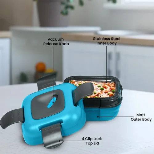 Vista 4 de Pinnacle Lonchera inulada a prueba de fugas para niños y adultos, contenedor térmico de acero inoxidable para la escuela, juego de 2 tamaños