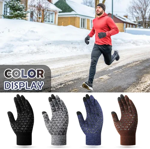 Vista 5 de SATINIOR Guantes de invierno para hombre, 4 pares de guantes cálidos con forro polar para pantalla táctil, guantes térmicos para clima frío