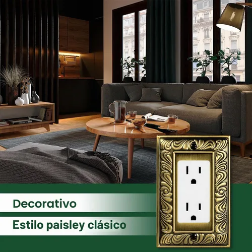 Vista 4 de Cubiertas Decorativas de Interruptor de Luz de Latón Antiguo Placas de Pared Placas de Interruptor Basculante Cubiertas de Enchufes