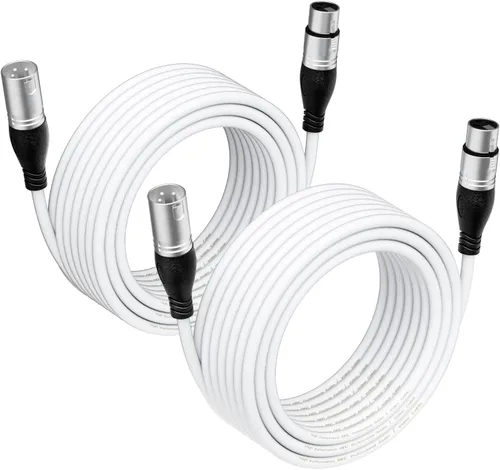 Vista 23 de EBXYA Cable XLR de 2 pies, paquete de 10 unidades, cable de micrófono equilibrado premium con cable XLR de 3 pines macho a hembra, color negro