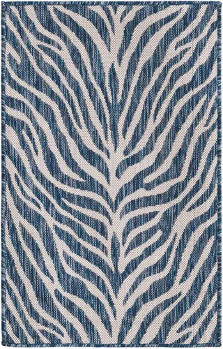 Vista 3 de Unique Loom Outdoor Safari Collection - Alfombra de área - Tsavo (2' x 3' 1", rectangular, azul/marfil)