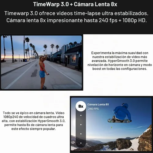 Vista 8 de GoPro HERO9 Black - Paquete de comercio electrónico - Cámara de acción impermeable con pantalla LCD frontal y pantalla trasera táctil, video 5K
