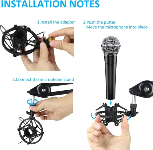 Vista 7 de SUNMON SM58 Soporte de montaje de choque para micrófono para reducir la vibración y el ruido, adecuado para Shure SM58-LC, SM58-CN Micrófono vocal