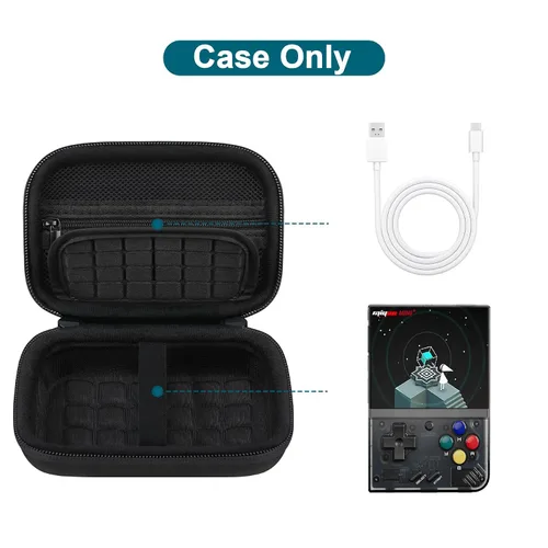 Vista 2 de Canboc Carrying Case Compatible with Miyoo Mini Plus Retro Gaming Console, Zipper Mesh Pocket fit Cable, SD Card, Black (Case Only)