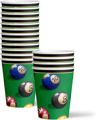 Vista 3 de Suministros de fiesta de billar – Platos de mesa de billar y servilletas – Suministros de cumpleaños para adultos – Juego de vajilla para el día