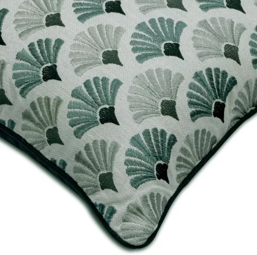 Vista 3 de The HomeCentric Funda de almohada con cremallera, funda de cojín azul de 12 x 12 pulgadas, funda de cojín de algodón bordado para sofá, diseño