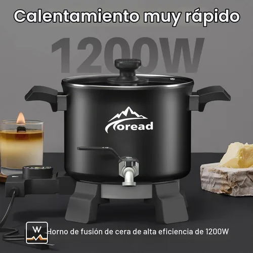 Vista 2 de TOREAD Derretidor eléctrico de velas de cera para hacer velas, olla de fusión de cera de 5.28 cuartos con mango resistente al calor y boquilla