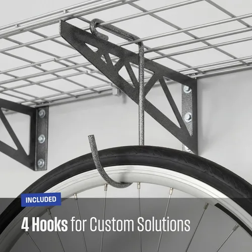 Vista 5 de Estante de pared SafeRacks, para garaje, 2 unidades, 45.72 x 121.92 cm, con ganchos para bicicleta