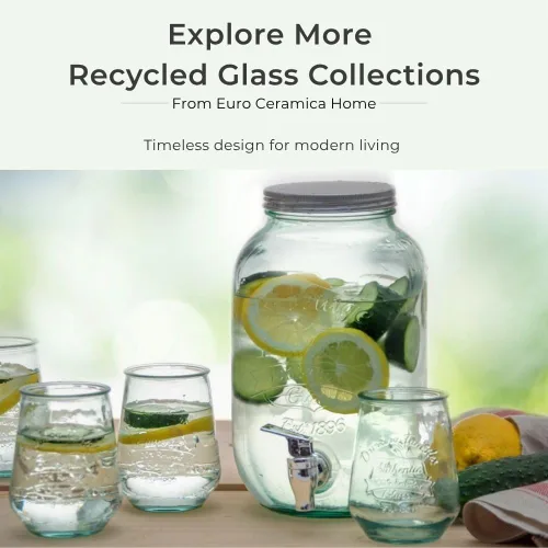 Vista 6 de Euro Ceramica Barra Collection - Vasos apilables de vidrio reciclado, vasos de 10 onzas, juego de 6