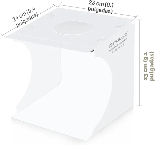 Vista 2 de PULUZ Mini Caja de Luz, Caja de Luz de Mesa de 9" para Fotografía, Caja de Luz Portátil de 20 LED para Estudio Fotográfico con Tienda de Campaña y 2