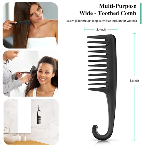 Vista 7 de Cepillo desenredante para el cabello, cepillo desenredante para adultos y niños, juego de peines para cabello rizado, ensortijado, afro y ondulado