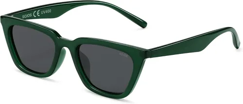 Vista 14 de SOJOS Gafas de sol polarizadas cuadradas estrechas estilo ojos de gato para mujeres, retro, modernas, para conducir SJ2169 Gris transparente/Gris
