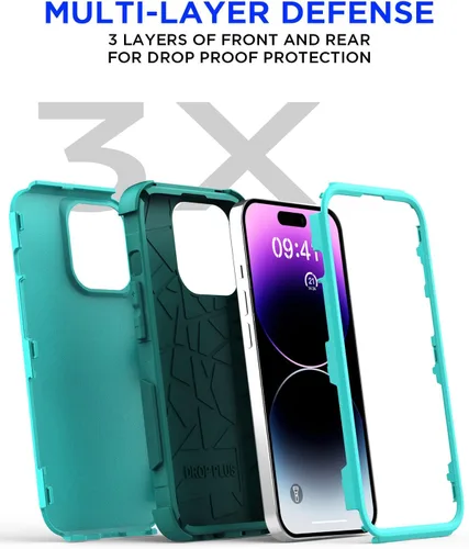 Vista 8 de AICase Funda resistente de 3 capas para iPhone 14 Pro (6.1 pulgadas), apta para bolsillo, protección de grado militar, a prueba de golpes, a prueba