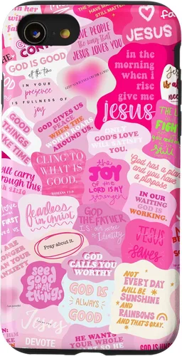 Vista 18 de Funda estética para iPhone 16 con versículos bíblicos cristianos con citas positivas