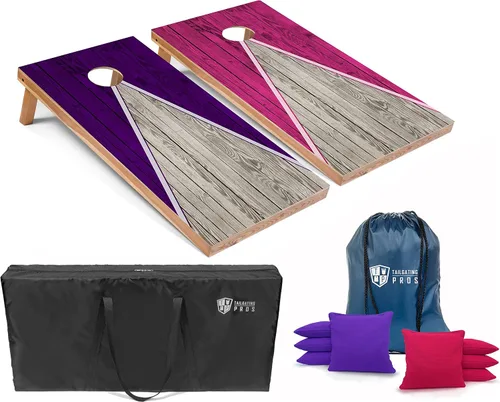 Vista 16 de Tailgating Pros Juego de tablero de Cornhole ligero con diseño piramidal con bolsas de frijoles y estuche de transporte, juego de cornhole