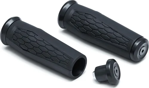 Vista 4 de Kuryakyn 5926 Accesorio para manillar de motocicleta: empuñaduras hexagonales con tapas finales, ajuste universal para manillares de 1" de diámetro