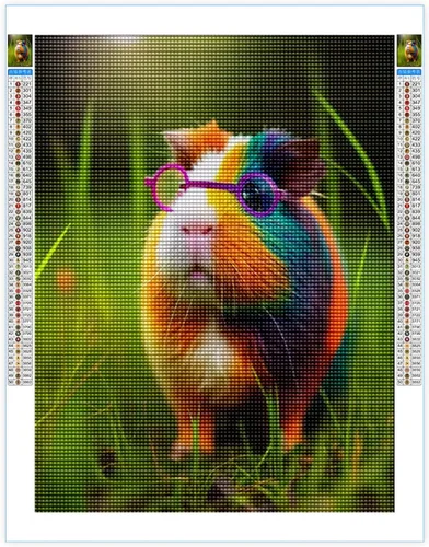Vista 2 de Kits de pintura de diamantes para adultos, 5D DIY taladro redondo completo, arte de diamante, anteojos, cobaya, pintura de diamantes por números