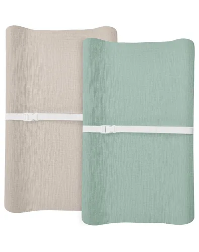 Vista 15 de Juego de 2 fundas para cambiador para bebé niño y niña, fundas de muselina para cambiador con estilo bohemio, ropa de cama neutra para guardería