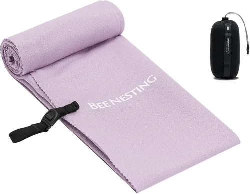 Vista 20 de Bee Nesting Toalla ultraligera de secado rápido – Paquete de 2 toallas de microfibra medianas y pequeñas con bolsillo compacto plegable para viajes