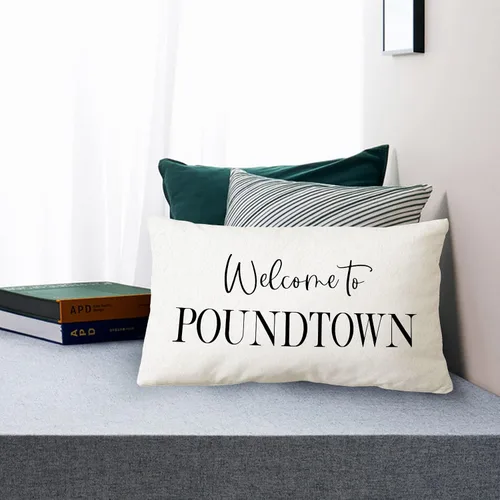 Vista 2 de Sidhua Funda de almohada con temática divertida de pareja para decoración del hogar, sala de bodas, bienvenidos a Poundtown, funda de almohada