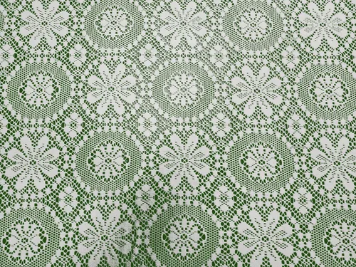 Vista 6 de Van Wyck Medallion - Mantel de encaje de punto pesado 60x104, color blanco