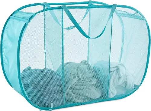 Vista 13 de Cesta de lavandería emergente de malla Seiritex 115L, cesta de lavandería plegable de gran capacidad extra, cesta de almacenamiento de ropa plegable