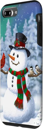 Vista 17 de Funda para iPhone 17 con diseño de muñeco de nieve y pájaros en invierno