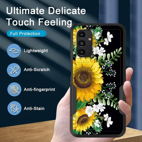 Vista 486 de Funda para Galaxy A14 5G, resistente de doble capa híbrida de policarbonato duro, goma suave, a prueba de golpes, funda protectora resistente