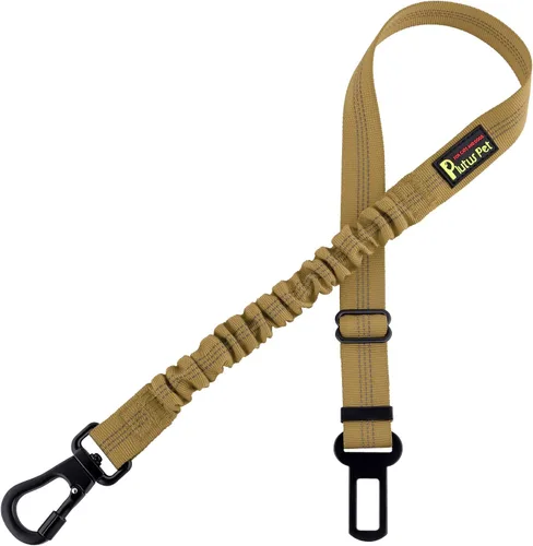 Vista 17 de Plutus Pet Cinturón de seguridad para perro para el coche, arnés de coche ajustable para perros con clip de mosquetón, cinturón de seguridad Beige