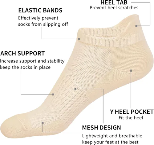 Vista 2 de Cozi Foot Calcetines tobilleros para mujer 10 pares de tela suave de algodón