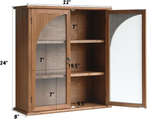 Vista 3 de COLLECTIVE HOME - Armario organizador de pared de 24 pulgadas, gabinete de baño de madera maciza con puerta arqueada, ya montado, 22 x 8 x 24