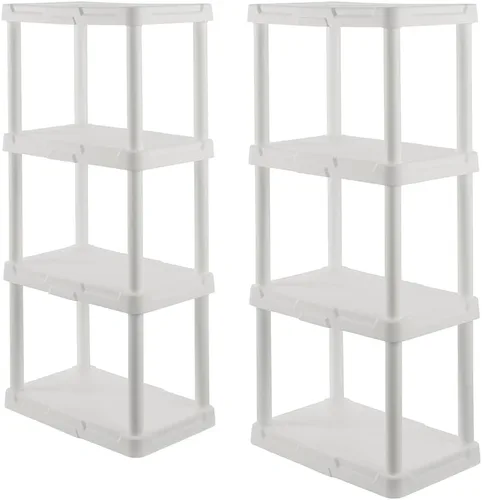 Vista 5 de CENTREX CX 4-Tier (48”H x 22”W x 14.25”D) Plastic Storage Shelving Unit (Black), Light Duty, 50lbs Per Shelf Capacity, for Indoor Storage and