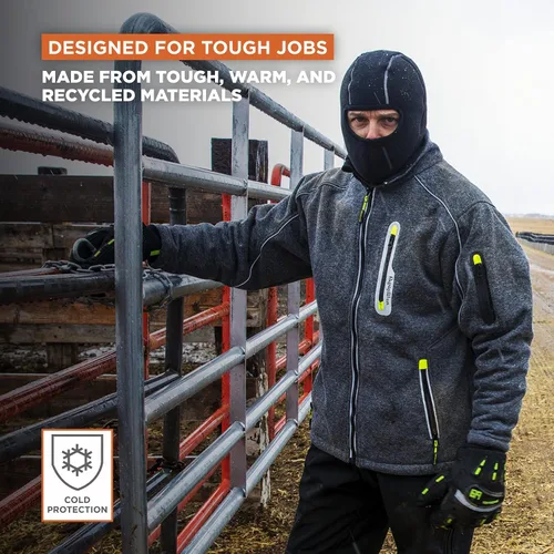 Vista 4 de RefrigiWear Mascarilla de pasamontañas cálida de doble capa Polartec con ribete reflectante, Negro