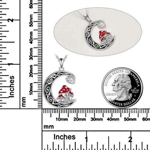 Vista 5 de POPLYKE Collar de zorrolibélulagato para mujer, plata de ley, lindo colgante de zorro con cristales circulares, regalos de joyería de zorro, regalos