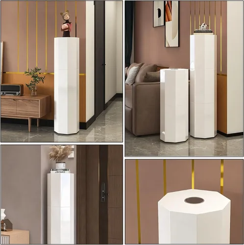 Vista 7 de Gabinete de zapatos moderno con rotación de 360°, redondo, moderno, simple, giratorio de 360°, zapatero para la entrada, armario de zapatos