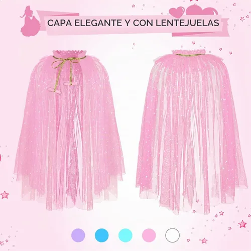 Vista 4 de JaGely 6 capas de princesa para niñas, accesorios de disfraz de princesa, capa de tul para niñas, cosplay, fiesta de cumpleaños