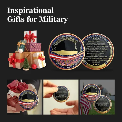 Vista 6 de BHealthLife Moneda de desafío de apreciación de veteranos militares gracias por su servicio Regalo para veteranos