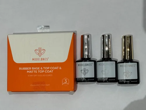 Vista 7 de modelones Juego de Base y Capa Superior para Esmalte de Uñas en Gel, 3 Piezas Base de Goma y Capa Superior de Gel Transparente Brillante y Mate a