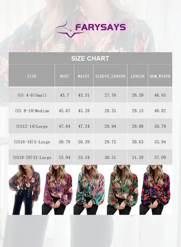 Vista 6 de FARYSAYS Blusas sueltas con cuello en V y estampado abstracto para mujer