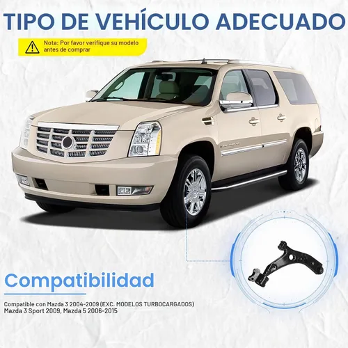 Vista 2 de Brazos de control delanteros inferiores con rótulas, enlaces de barra estabilizadora, extremos de barras de dirección, kit de suspensión para Mazda