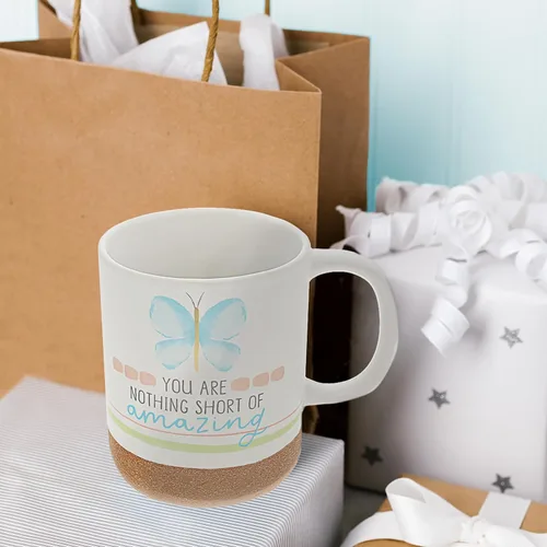 Vista 6 de Pavilion Gift Company - You Are Amazing - Taza de cerámica de 16 onzas con fondo esmaltado arenoso, mariposa