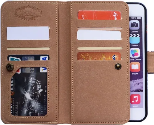 Vista 5 de Bcov Funda tipo cartera para iPhone 7 Plus/iPhone 8 Plus, Postal de la Torre Eiffel, funda multifuncional de piel con tapa y ranura para tarjeta