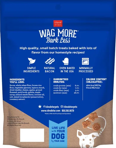 Vista 2 de Cloud Star Wag More Bark Less Soft Chews - Golosinas para perros, tocino, queso y manzanas, bolsa de 6 onzas