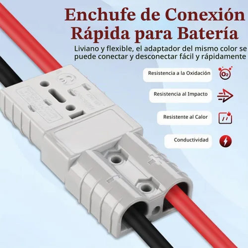 Vista 3 de CESFONJER 50A Conector de Conexión/Desconexión Rápida de Batería con Cable Conector de Batería de 10AWG y Anillo O, para Montacargas Eléctrico
