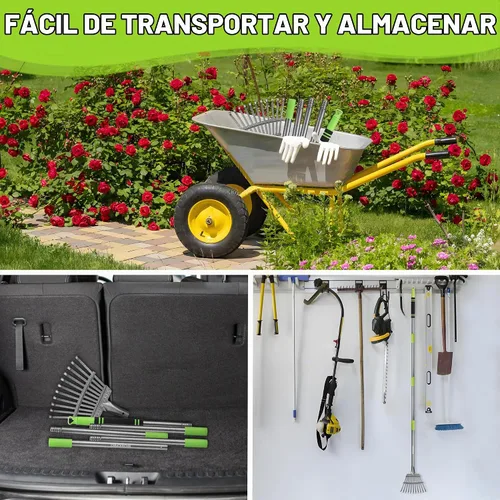 Vista 7 de WORKPRO Rastrillo, rastrillo pequeño para hojas con mango largo ajustable de 72 pulgadas, 11 púas de acero, rastrillos de hojas de metal resistentes